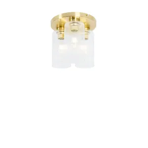 Art Deco stropna svetilka zlata s steklom 3-light - Laura
