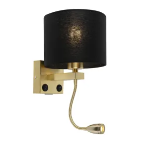 Art deco stenska svetilka zlata z USB in črno senco - Brescia