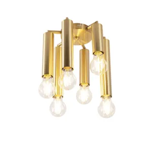 Art Deco stropna svetilka zlata 6 luči -Tubi