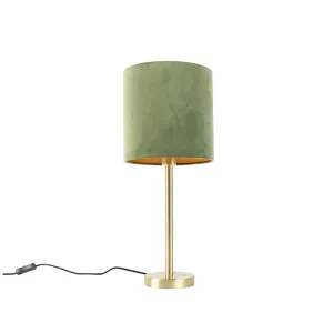 Botanična namizna svetilka medenina z zeleno senco 25 cm - Simplo