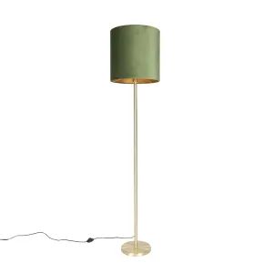Botanična talna svetilka medenina z zeleno senco 40 cm - Simplo