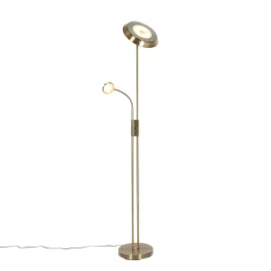 Bronasta talna svetilka z LED in zatemnilnikom z bralno svetilko - Fez