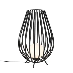 Dizajnerska talna svetilka črna z opalom 70 cm - Angela