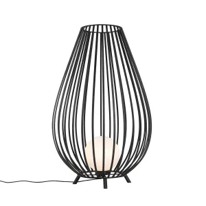 Dizajnerska talna svetilka črna z opalom 110 cm - Angela