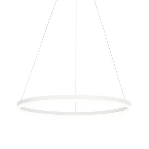 Dizajnerska viseča svetilka bela 80 cm z LED 3-stopenjsko zatemnitvijo - Anello
