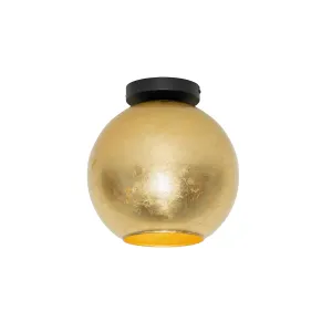 Dizajnerska stropna svetilka črna z zlatim steklom - Bert