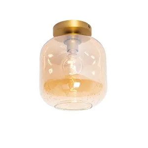 Dizajnerska stropna svetilka iz medenine in jantarnega stekla - Zuzanna