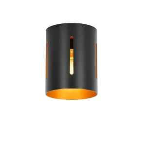 Dizajnerska stropna svetilka črna z zlato notranjostjo - Yana