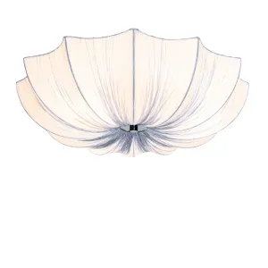 Design stropna svetilka siva svila 52 cm 3-light - Plu
