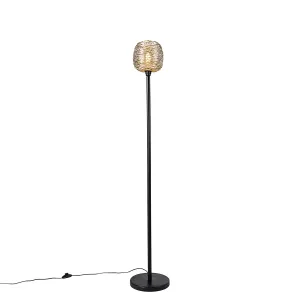 Dizajn stoječa svetilka črna z zlatom 20 cm - Sarella