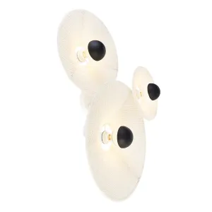 Dizajnerska stenska svetilka bela s 3 lučkami iz blaga - Jane