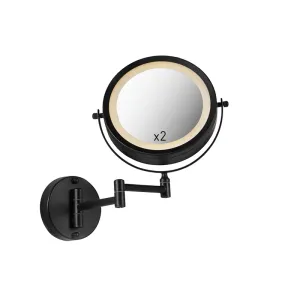Dizajn kopalniško ogledalo črno z nastavljivo LED IP44 - Vicino