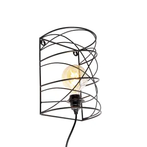 Dizajn stenska svetilka črna - Spira