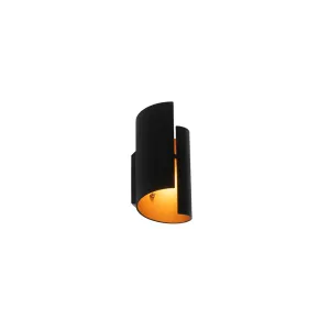 Dizajn stenska svetilka črna z zlatom - Faldo