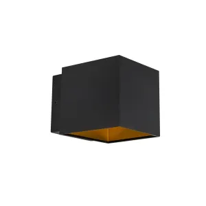 Dizajn stenska svetilka črna / zlata z LED - Caja