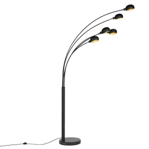Dizajn talna svetilka črna 5-luč - Sixties Marmo