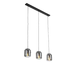 Dizajn viseča svetilka črna z dimnim steklom 3-luč - Bliss