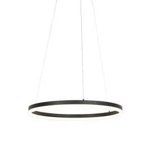 Dizajnerska obročna viseča svetilka črna 60 cm z LED in zatemnilnikom - Anello