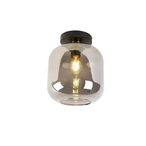 Dizajnerska stropna svetilka črna z zlatom z dimnim steklom - Zuzanna