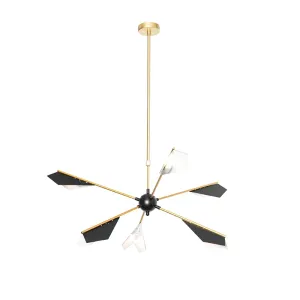 Dizajnerska viseča svetilka črna z zlatimi 6 lučkami - Sinem