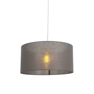 Državna viseča svetilka bela s sivo senco 50 cm - Combi 1
