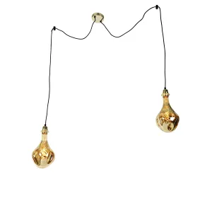 Viseča svetilka zlata 2 luči vključno z LED jantarno zatemnitvijo - Cava Luxe
