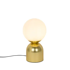 Hotelska elegantna namizna svetilka zlata z opalnim steklom - Pallon Trend
