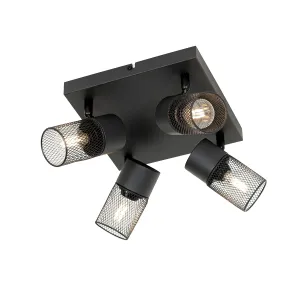 Industrijski stropni reflektor črn 4-svetlobno nastavljiv - Jim