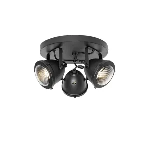 Industrijski spot črn okrogel nastavljiv 3-light - Emado