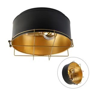 Industrijska stropna svetilka črna z zlatom 35 cm - Barril