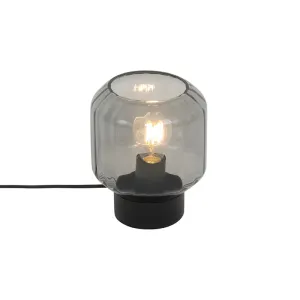 Klasična namizna svetilka črna z dimnim steklom - Stiklo