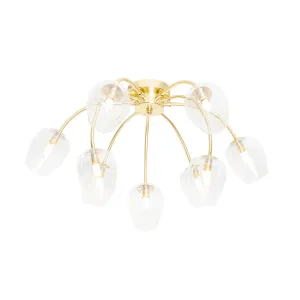 Klasična stropna svetilka zlata s steklenimi 9 lučkami - Elien