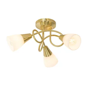 Klasična stropna svetilka zlata z opalnim steklom 3-light - Inez