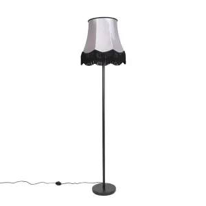 Klasična talna svetilka črna s sivo senco Granny B - Simplo