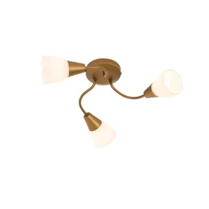 Klasični stropni reflektor v zlati barvi z motnim steklom okrogel 3-svetlobni - Madi