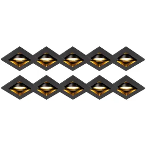 Komplet 10 vgradnih reflektorjev črno nastavljiv - Qure