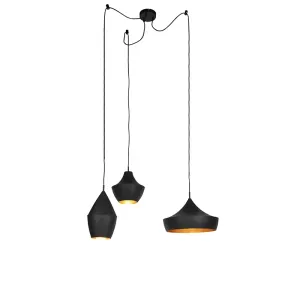 Komplet 3 skandinavskih visečih svetilk črne z zlatom - Depeche