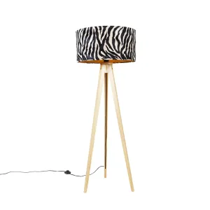 Les za talne svetilke z odtenkom tkanine zebra 50 cm - Stativ Classic