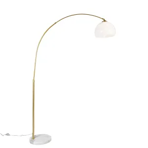 Moderna medeninasta obločna svetilka z belim senčnikom - Arc Basic