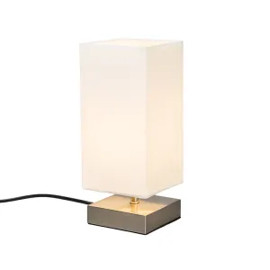 Moderna namizna svetilka bela z jeklom - Milo
