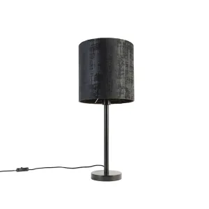 Moderna namizna svetilka črna s črnim senčnikom 25 cm - Simplo