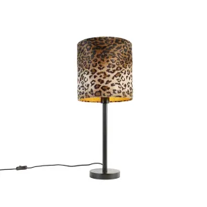 Moderna namizna svetilka črna s senčnikom leopard 25 cm - Simplo
