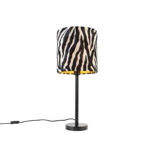 Moderna namizna svetilka črna s senčnikom zebra 25 cm - Simplo