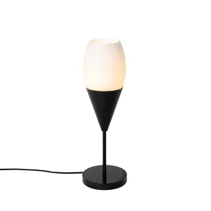 Moderna namizna svetilka črna z opalnim steklom - Drop