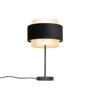 Moderna namizna svetilka črna z zlatom - Elif