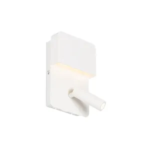 Moderna stenska svetilka bela z LED z USB in bralno svetilko - Robin