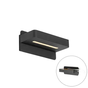 Moderna stenska svetilka črna z LED z USB - Ted