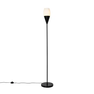 Moderna stoječa svetilka črna z opalnim steklom - Drop