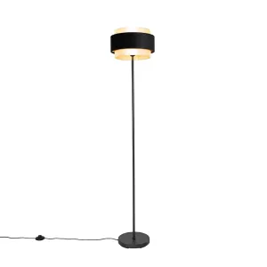 Moderna stoječa svetilka črna z zlatom - Elif