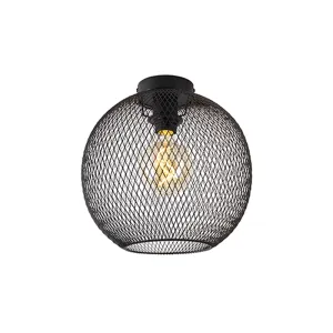 Moderna stropna svetilka črna 30 cm - Mesh Ball